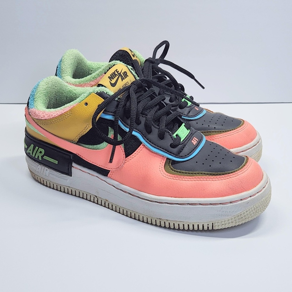 Nike Air Force 1 Shadow Shoes Womens Size 8.5 Multicolor Sneakers CT1985-700